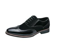 Zapatos Oxford vestir brogue for hombre, cuero lujo, estilo clásico, con cordones y punta ala, for graduación y oficina(Noir,42 EU)