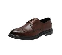 Zapatos Oxford Vestir con Punta ala for Hombre, Cuero francés, Estilo Vintage, con Cordones, Punta Puntiaguda, tacón graduación, Antideslizantes, Baja Goma(Brown,41 EU)