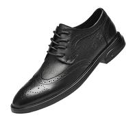 Zapatos Oxford Vestir con Punta ala for Hombre, Cuero Italiano, con Puntera, for graduación, Boda, Antideslizantes, con tacón Bloque, Informales, for Oficina y con Cordones.(Noir,40 EU)