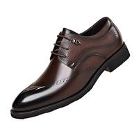 Zapatos Oxford vestir cuero lujo for hombre, con cordones, transpirables, antideslizantes, tacón cuadrado, formales for fiestas nocturnas y ocasiones especiales.(Brown,42 EU)