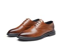 Zapatos Oxford Vestir for Hombre, Cuero Italiano, Informales, Negocios, Antideslizantes, Punta Redonda, con Cordones for Oficina(Brown,40 EU)
