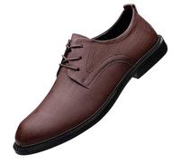 Zapatos Oxford Vestir Transpirables Marrones for Hombre, con Cordones, tacón Bloque, Zapatos Formales Cuero for Fiestas Negocios y Ocasiones Especiales