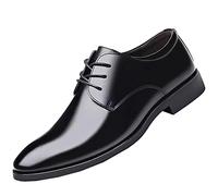 Zapatos Oxfords para hombre para negocios, boda, zapatos de hombre, ciudad, transpirable, mocasín, piel, confort Oxfords y derbies, impermeable, zapatos, traje de vestir urbano estilo bajo, 01 negro