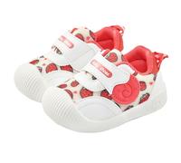 Zapatos para aprender a andar para bebé con estampado de fresa y suela de goma antideslizante, zapatillas transpirables para niños, zapatillas deportivas ligeras, zapatillas deportivas para niños