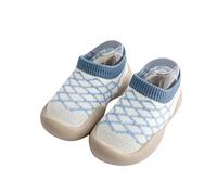 Zapatos para aprender a andar para bebé - niña, 0 - 6 meses, zapatillas de gatear, zapatillas para niños de fútbol, color naranja, azul claro, 26 EU