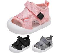 Zapatos para aprender a andar para bebé, sandalias de verano para niñas, zapatos para gatear, transpirables, ligeros, planos, antideslizantes, redondos, anticolisión, zapatillas de moda, Rosa., 18 EU