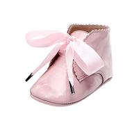 Zapatos para aprender a andar para niñas y bebés, antideslizantes, zapatos de princesa de un solo color, cómodos, para todo tipo de clima, botas para niños, flexibles, informales, con lazo, zapatos