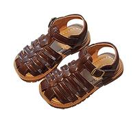 Zapatos para aprender a andar para niñas y niños, zapatos blandos, sandalias, zapatos descalzos, sandalias de punta cerrada, zapatillas de gateo, zapatillas de piel para bebé, zapatos de bebé, marrón
