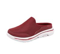 Zapatos para caminar sin espalda para mujer, zapatos de verano sin cordones, cómodos, transpirables, antideslizantes, de punto, ligeros, con espalda abierta, para hombre, puntera cerrada, Rojo sandía