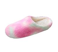 Zapatos para casa, Zapatillas Multicolor con Punta de Terciopelo para Mujer, Zapatillas para Mujer, Zapatillas con Tinte de Corbata para Mujer (Red, 40-41) #259