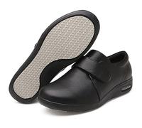 Zapatos para Diabéticos Ajustables para Mujeres Mayores, Zapatos Anchos De Cuero para Pies Hinchados con Parte Inferior De Cojín De Aire Antideslizante (Black US Men 7)