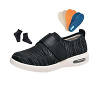 Zapatos Para Diabéticos Hombre, Zapatos Ortopédicos Ajustables Para Diabéticos Artritis Edemas E Inflamación, Transpirables Con 3 Pares De Plantillas Repuesto, Fascitis Edemas(Black Gray,40 EU)