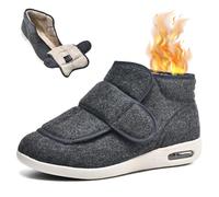Zapatos para Diabéticos Mujer Botas Pie Diabetico Invierno Cálidas Hombre Zapatillas Ajustables en valgo del Pulgar pies lesionados y Zapatos hinchados Men Dark Gray 42