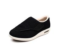Zapatos para diabéticos para hombres, zapatos cálidos para caminar para hombres, zapatillas de deporte anchas de ancho de cierre ajustable para edema de pies hinchados ( Color : Black , Size : 48 EU )