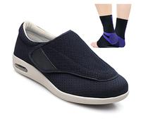 Zapatos para diabéticos para Pies Hinchados Zapatos Obesos para Hombres Mujere Zapatos Ortopédicos Respirable para Ancianos Zapatos Preventivos de Salud Extra Anchos,Dark Blue,35 EU