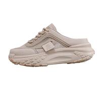 Zapatos para mujer Baotou Half Drag Summer 2025 Hollow Out Transpirable Mesh Sneakers Thick Bottom Outer Wear Slippers Light Shoes with Hard Soles para mujer, Khaki, 38.5 EU