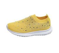 Zapatos para Mujer De Malla Brillante Zapatillas Deportivas Ortopédicas para Caminar Scarpe Casuales Sin Cordones Zapatillas Ligeras, Transpirables Y Cómodas para Correr-Yellow||Numeric_39