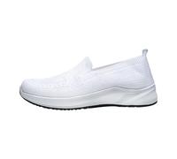 Zapatos para mujer, planos, para caminar para mujer, zapatos de salud, para el tiempo libre, deportivos, ultraligeros, ortopédicos, sin cordones, suela suave, para correr, Blanco, 39 EU