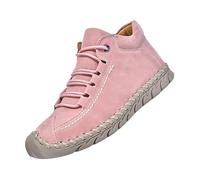 Zapatos para mujer, zapatillas ortopédicas, cómodas, sin dolor, de piel, impermeables, transpirables, para el tiempo libre, zapatillas deportivas ligeras, botas cortas, Rosa., 41 EU