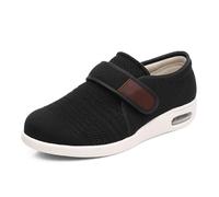 Zapatos para neuropatía para hombres, cómodos y transpirables, zapatos para diabéticos para hombres, correa ajustable ancha, zapatos extra anchos para hombres, para personas mayores que caminan(Black,