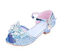 Zapatos para niños con sandalias brillantes princesa zapatos arco tacones altos muestran princesa zapatos térmicos botas de caza, azul, 29.5 EU