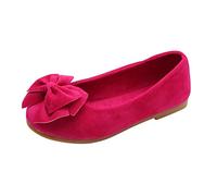 Zapatos para niños para niñas princesa roja, zapatos de baile mocasines con lazo, zapatos planos de princesa, zapatos escolares, antideslizantes, zapatos de verano, resbalones en el vestido, zapatos