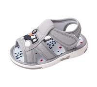 Zapatos para niños pequeños, sandalias de piso plano, antiapertura, antideslizantes, transpirables, suaves, cómodas, para aprender a andar, talla 20, gris, 22.5 EU