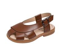 Zapatos para niños, sandalias planas huecas, zapatos de playa, suela suave, sandalias casuales para niñas, pantuflas de casa, talla 5, Brown, 12.5 UK Child 3X-Narrow