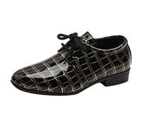 Zapatos para niños Zapatos de baile modernos Salón de baile latino Zapatos de cuero de un solo color para cordones Zapatos para niños Invierno, Z1 negro., 33 EU