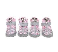 Zapatos para Perros Botas Antideslizantes Transpirables Ligeras para Exteriores para Perros Pequeños Medianos Grandes 4 Piezas Zapatos de Malla de Tela de Goma para Mascotas (1 Talla)