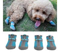 Zapatos para Perros Botas, Zapatos de Verano para Mascotas, Botas, Botines con Malla Transpirable para Exteriores, Suelas de Goma Antideslizantes Que evitan Que se rasque lamidas(#4-Lago Azul)