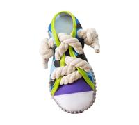 Zapatos para Perros chirriantes - Juguete para Masticar para Perros | Tela de Cuerda de algodón 7x8x18 cm 2.76x3.15x7.09 Pulgadas Bola Interior, Amarillo Gris púrpura, Evita el cálculo de los