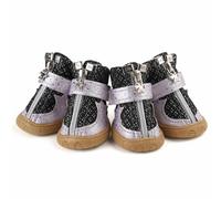 Zapatos para perros con suela de goma, estrellas negras, 4 unidades