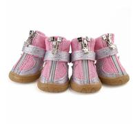 Zapatos para perros con suela de goma, estrellas rosas, 4 unidades