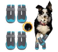Zapatos para perros grandes, pequeños y medianos, botas protectoras antideslizantes para invierno, pavimento frío, impermeable, protector de patas de algodón para nieve y lluvia al aire libre (azul,