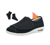 Zapatos Para Pie Diabético， Calzado Ortopédico Ajustable Para Hombre De Invierno Cálido Felpa Ancho Y Con Forro De Piel， Acogedor Extra Ancho Recuperación Cirugía Artritis Fascitis(Black,41 EU)