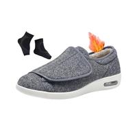 Zapatos Para Pie Diabético， Calzado Ortopédico Ajustable Para Hombre De Invierno Cálido Felpa Ancho Y Con Forro De Piel， Acogedor Extra Ancho Recuperación Cirugía Artritis Fascitis(Light gray,48 EU)