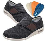 Zapatos para Pies Planos Hombre Zapatos Ancho Especial Hombre Sandalias Diabéticas Zapatos de Hombre con Empeine Alto pies hinchados Zapatos Antideslizantes Ajustables,Black gray,41 EU