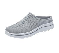 Zapatos perezosos transpirables para mujer, un pie, estribo, parte inferior suave, cómodos, cien transpirables, zapatos individuales de media arrastre, zapatos para mujer, azul turquesa, gris, 38 EU