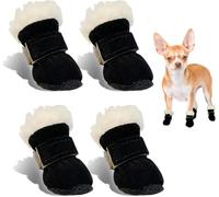 Zapatos Perro, 4pcs Protector y Botas para Perros, Botas para Perros Antideslizantes, Adecuadas para Perros Pequeños y Medianos para Actividades al Aire Libre en Invierno, Lavables(S)