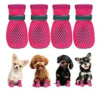 Zapatos Perro Pequeño Verano 4 Piezas Zapatos de Malla Perro, Antideslizantes y Transpirables, Zapato para Perros Exterior Adecuados para Superficies Calientes Atención: no Elija la Talla Habitual