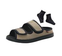 Zapatos Personas Mayores Edema Diabético Exteriores, Zapatos Ortopédicos De Verano Para Hombre Transpirables Ajustables Y Con Punta Abierta Para Personas Mayores Con Edema Diabético(Khaki,44 EU)