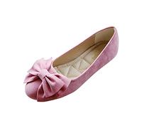 Zapatos planos casuales de gamuza para mujer, con puntera redonda, con lazo, cómodos, sin cordones, para boda, negocios, trabajo, oficina, zapatos de vestir, Red, 39 EU