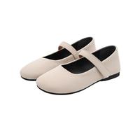 Zapatos planos clásicos Mary Jane de ante para mujer, cómodos, con puntera redonda, con correa ajustable, para la escuela y las compras, White, 37.5 EU