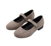 Zapatos planos clásicos Mary Jane de ante para mujer, cómodos, con puntera redonda, con correa ajustable, para la escuela y las compras, Brown, 37 EU