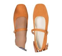 Zapatos planos clásicos Mary Janes, de ante sintético, minimalistas, con correa con hebilla, ideales para la escuela, trabajo, citas, paseos diarios, Orange, 37 EU