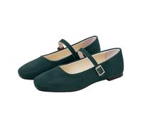 Zapatos planos clásicos Mary Janes, de ante sintético, minimalistas, con correa con hebilla, ideales para la escuela, trabajo, citas, paseos diarios, Verde oscuro., 40 EU