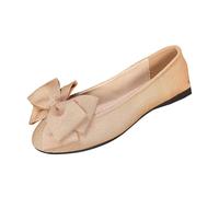 Zapatos planos con lazo para mujer, lindos calzoncillos, ligeros, cómodos, no deslizantes, elegantes, informales, para oficina, caqui, 36 EU