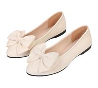 Zapatos planos con lazo para mujer, lindos calzoncillos, ligeros, cómodos, no deslizantes, elegantes, informales, para oficina, Blanco, 36 EU