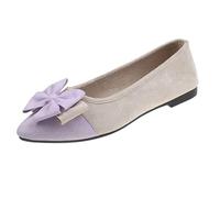 Zapatos planos de ballet de ante para mujer con lazo, zapatos de tacón bajo de bloque, zapatos de tacón bajo con puntera redonda para mujer, elegantes mocasines sin cordones para citas diarias y